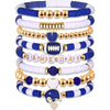Rugby Bracelet Soft Clay Handmade Love Letter Friendship Elastic Bracelet For Women With Sports And Geometric Style