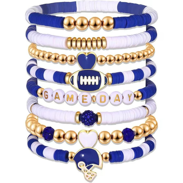 Rugby Bracelet Soft Clay Handmade Love Letter Friendship Elastic Bracelet For Women With Sports And Geometric Style