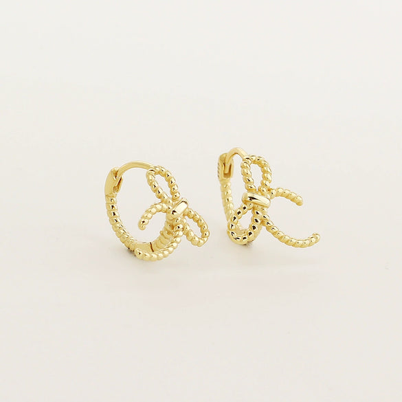 S925 Silver Bow Hoop Earrings For Women Electroplated Elegant Design