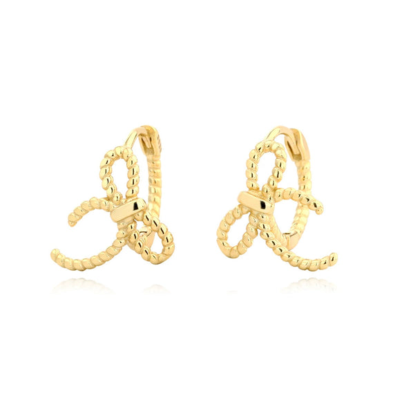 S925 Silver Bow Hoop Earrings For Women Electroplated Elegant Design