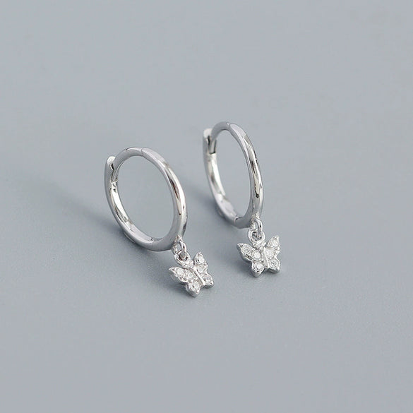 S925 Silver Butterfly Design Electroplated Allmatch Ear Buckle Earrings For Women