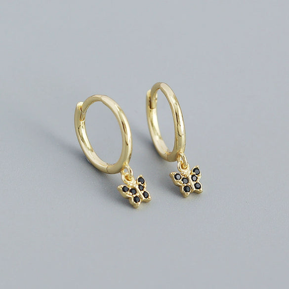 S925 Silver Butterfly Design Electroplated Allmatch Ear Buckle Earrings For Women