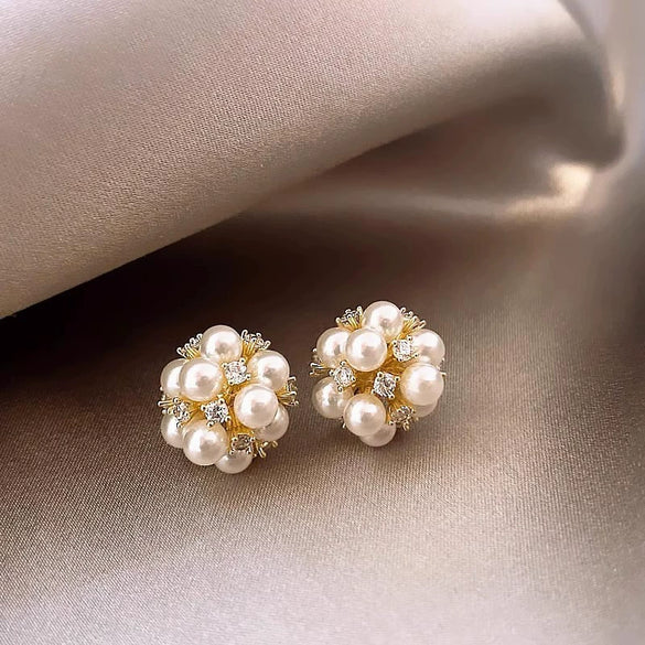 S925 Silver Butterfly Stud Earrings For Women Zircon Pearl Electroplated Light Luxury Niche Highend Minimalist Geometric