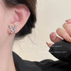 S925 Silver Butterfly Stud Earrings For Women Zircon Pearl Electroplated Light Luxury Niche Highend Minimalist Geometric