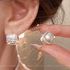 S925 Silver Butterfly Stud Earrings For Women Zircon Pearl Electroplated Light Luxury Niche Highend Minimalist Geometric