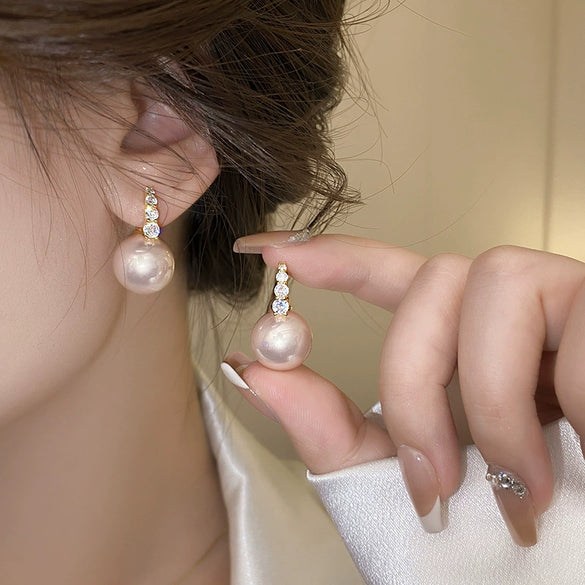 S925 Silver Butterfly Stud Earrings For Women Zircon Pearl Electroplated Light Luxury Niche Highend Minimalist Geometric