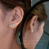 S925 Silver Butterfly Stud Earrings For Women Zircon Pearl Electroplated Light Luxury Niche Highend Minimalist Geometric