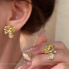 S925 Silver Butterfly Stud Earrings For Women Zircon Pearl Electroplated Light Luxury Niche Highend Minimalist Geometric