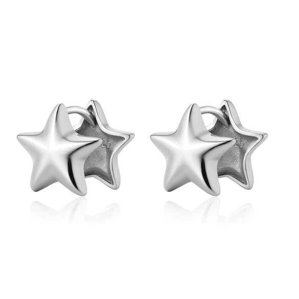 S925 Silver Doublesided Fivepointed Star Earrings Electroplated Minimalist Accessories For Women