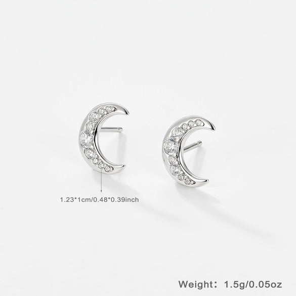 S925 Silver Earrings With Stars Clouds And Moon Geometric Fashion Electroplated For Women