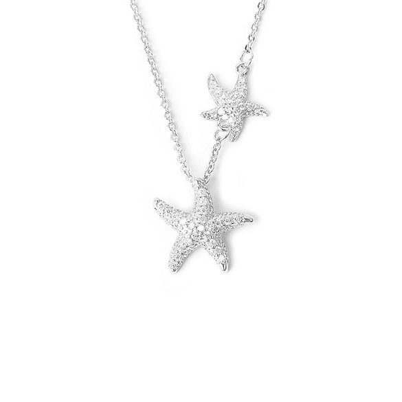 S925 Silver Electroplated Starfish Pendant Necklace With Cross Chain Light Luxury Simple Womens Gift Jewelry