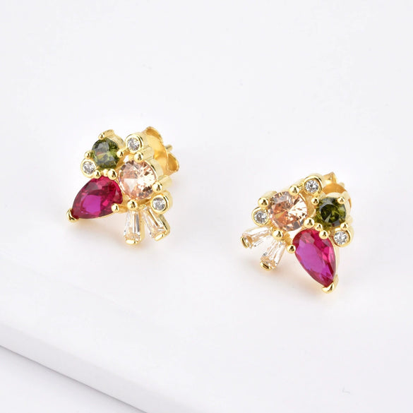 S925 Silver Fashion Ol Geometric Earrings With Flower Pattern And 18K Gold Electroplating