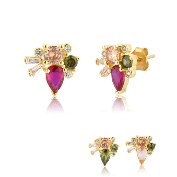 S925 Silver Fashion Ol Geometric Earrings With Flower Pattern And 18K Gold Electroplating