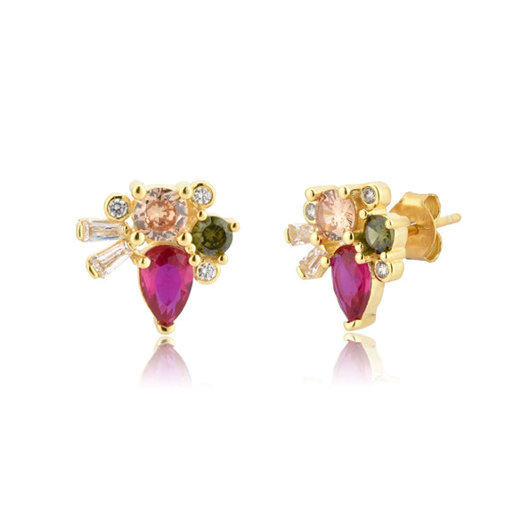 S925 Silver Fashion Ol Geometric Earrings With Flower Pattern And 18K Gold Electroplating