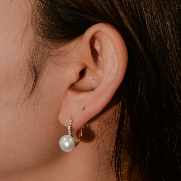 S925 Silver Freshwater Pearl Geometric Earrings Set With Pearls