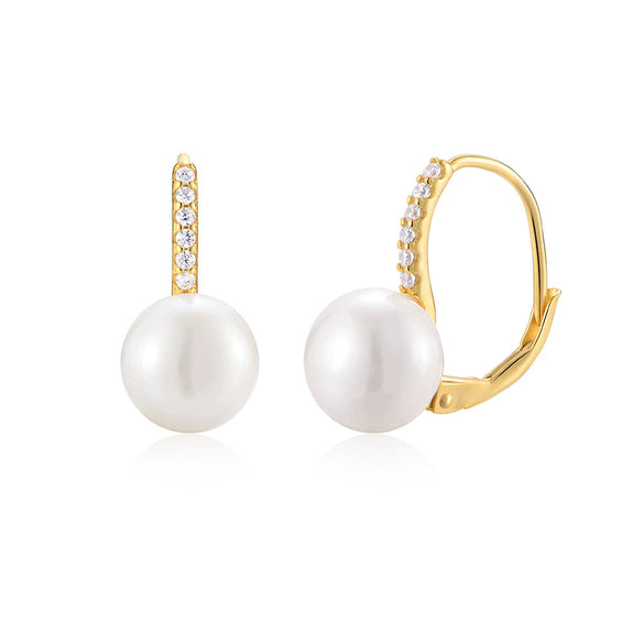 S925 Silver Freshwater Pearl Geometric Earrings Set With Pearls