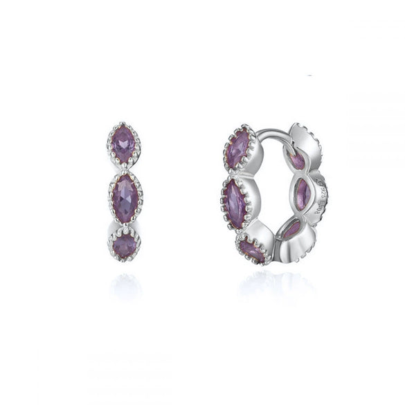 S925 Silver Geometric Horse Eye Multicolor Diamond Earring Ring Ear Buckle Light Luxury Wave Earrings