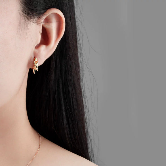 S925 Silver Geometric Punk Rivet Earrings For Women Electroplated Exaggerated Metal Ear Buckle Jewelry