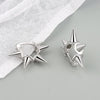 S925 Silver Geometric Punk Rivet Earrings For Women Electroplated Exaggerated Metal Ear Buckle Jewelry