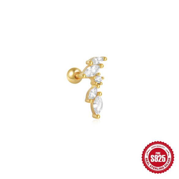 S925 Silver Geometric Tassel Marquise Stud Earrings With Zirconia