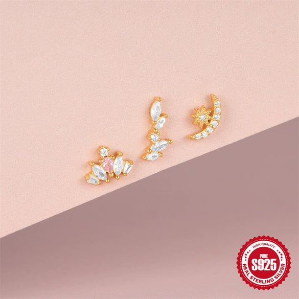 S925 Silver Geometric Tassel Marquise Stud Earrings With Zirconia