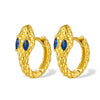 S925 Silver Gold And Blue Snakeshaped Earrings For Women Retro High End Electroplated