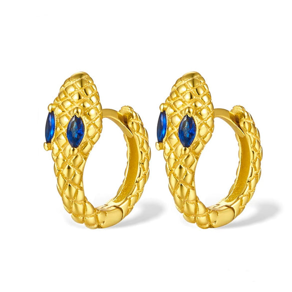 S925 Silver Gold And Blue Snakeshaped Earrings For Women Retro High End Electroplated