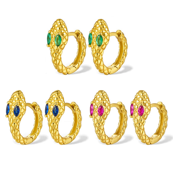 S925 Silver Gold And Blue Snakeshaped Earrings For Women Retro High End Electroplated