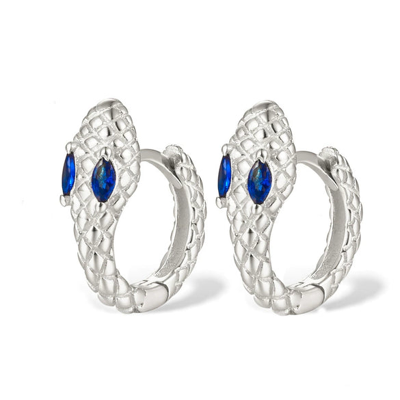 S925 Silver Gold And Blue Snakeshaped Earrings For Women Retro High End Electroplated
