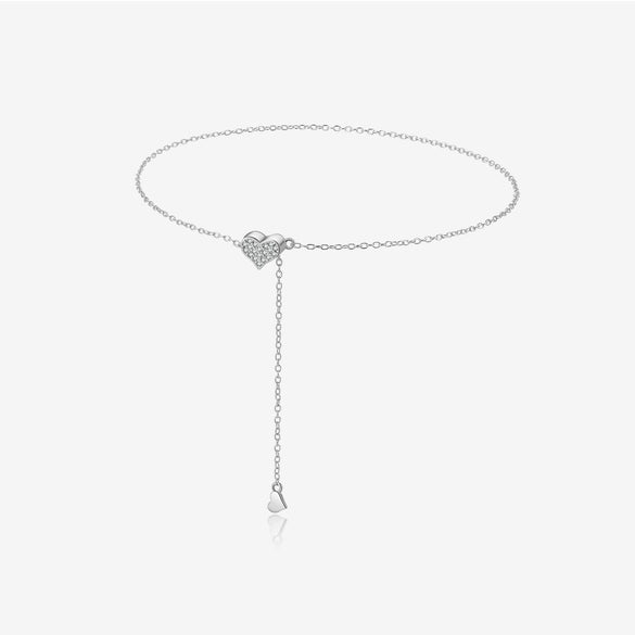 S925 Silver Heart Shaped Love Hanging Pull Adjusting Bracelet For Women With Electroplating Platinum 18K Gold Light Luxury Style