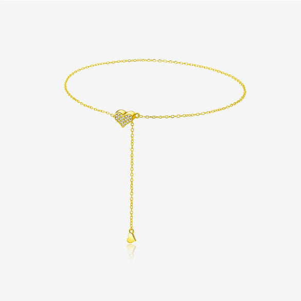 S925 Silver Heart Shaped Love Hanging Pull Adjusting Bracelet For Women With Electroplating Platinum 18K Gold Light Luxury Style