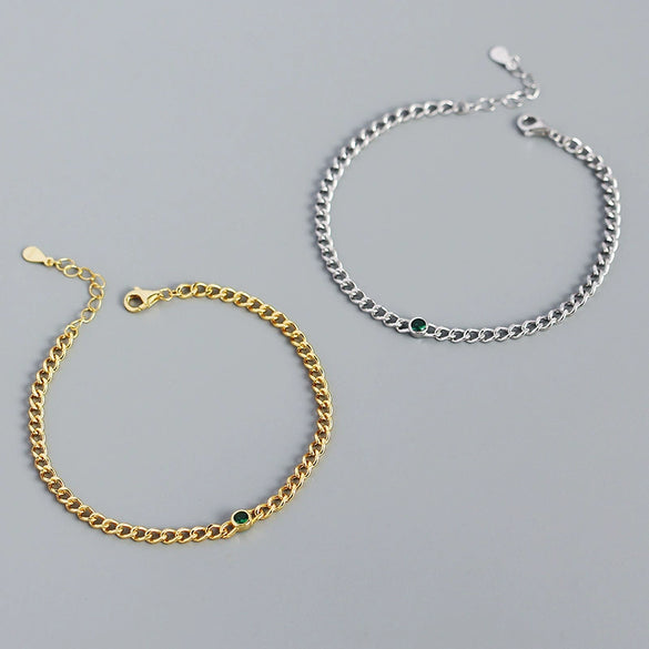 S925 Silver Heavy Metal Tank Chain Allmatch Bracelet With Geometric Style