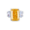 S925 Silver Ice Flower Cut Yellow Diamond Ring Light Luxury Drop Shape Design