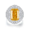 S925 Silver Ice Flower Cut Yellow Diamond Ring Light Luxury Drop Shape Design