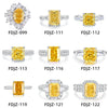S925 Silver Ice Flower Cut Yellow Diamond Ring Light Luxury Drop Shape Design