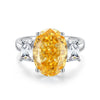 S925 Silver Ice Flower Cut Yellow Diamond Ring Light Luxury Drop Shape Design