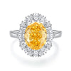 S925 Silver Ice Flower Cut Yellow Diamond Ring Light Luxury Drop Shape Design