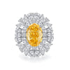 S925 Silver Ice Flower Cut Yellow Diamond Ring Light Luxury Drop Shape Design