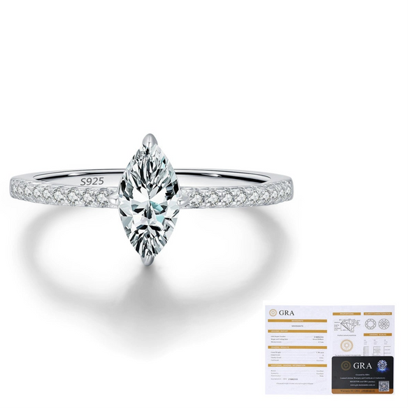 S925 Silver Light Luxury Row Diamond Simulation Diamond Ring With Rhombus Pattern Set With Diamonds For Women