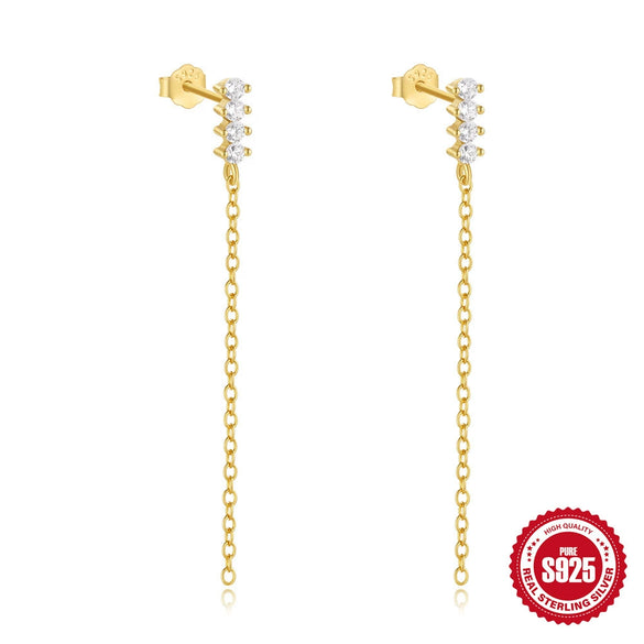 S925 Silver Mini Pearl Cshaped Earrings With Inlaid Zircon Simple And Versatile Chain Niche Design