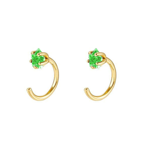 S925 Silver Needle Copper Inlaid Colored Zircon Geometric Electroplated Earrings