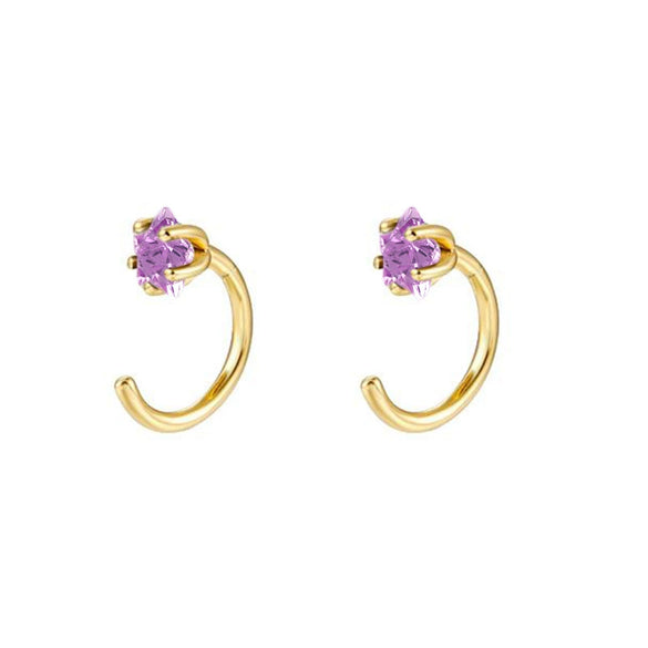 S925 Silver Needle Copper Inlaid Colored Zircon Geometric Electroplated Earrings