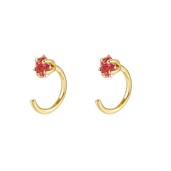 S925 Silver Needle Copper Inlaid Colored Zircon Geometric Electroplated Earrings