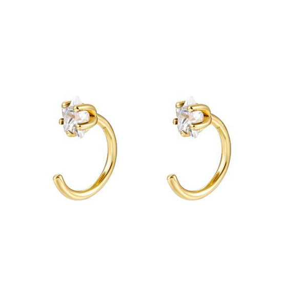 S925 Silver Needle Copper Inlaid Colored Zircon Geometric Electroplated Earrings