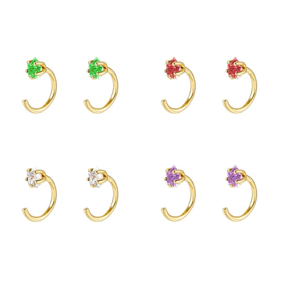 S925 Silver Needle Copper Inlaid Colored Zircon Geometric Electroplated Earrings