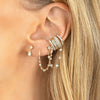S925 Silver Needle Double Hoop Ear Clips With Diamond For Women Copper Geometric Gold Inlaid Earrings