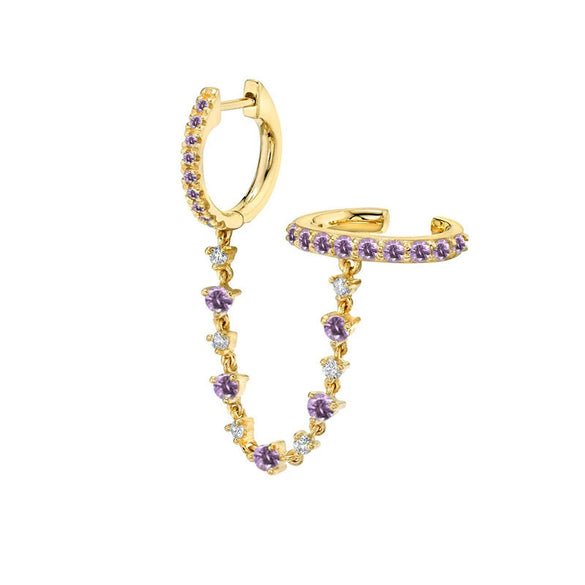 S925 Silver Needle Double Hoop Ear Clips With Diamond For Women Copper Geometric Gold Inlaid Earrings