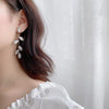 S925 Silver Needle Long Leaf Tassel Earrings With Zircon For Women Alloy Material With Electroplating Treatment