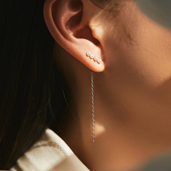 S925 Silver Pearl Inlaid Lady Earrings