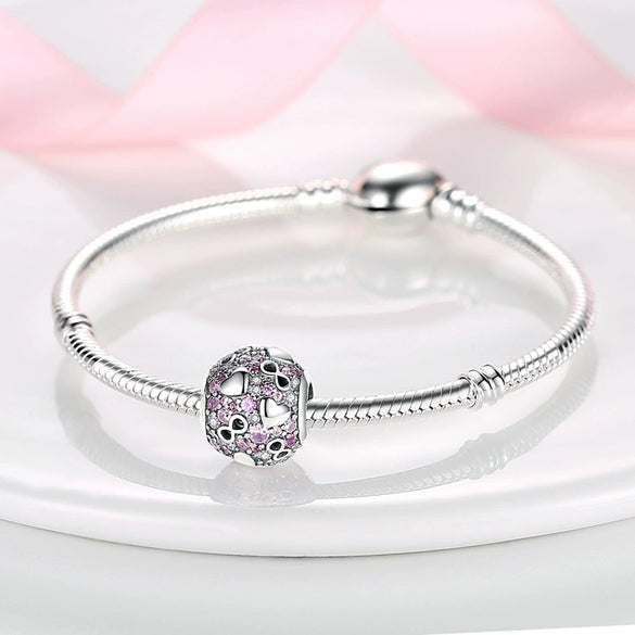 S925 Silver Plated Diy Bracelet And Necklace With Colorful Love Fixed Clip Beads And Dripping Oil Design